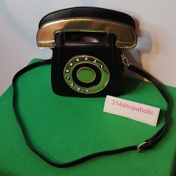 Black / Gold Telephone Purse With Removable Strap - Picture 3 of 9